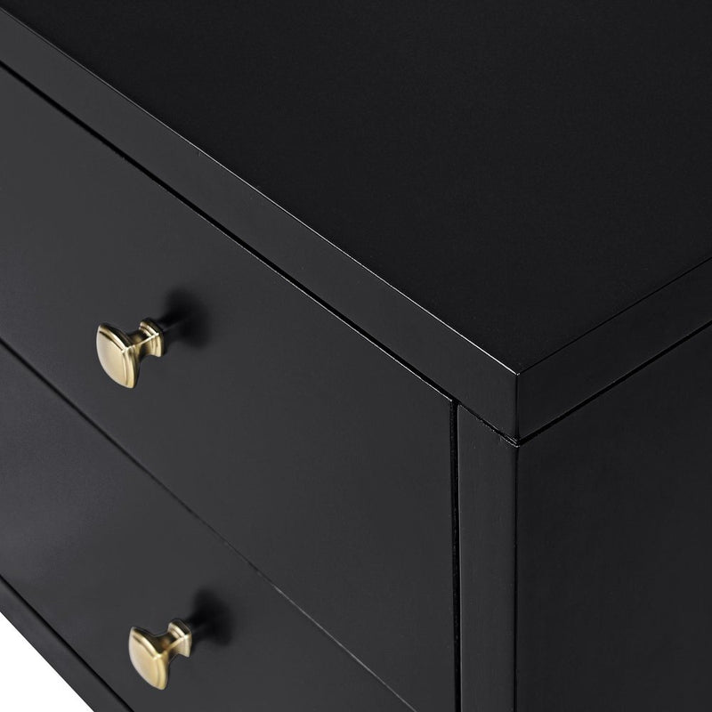 19" Black Solid and Manufactured Wood Two Drawer Nightstand