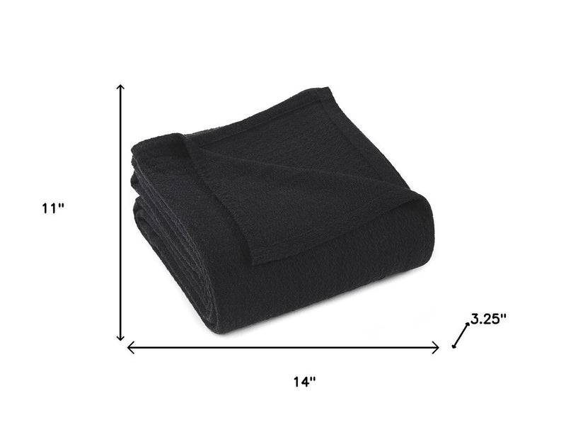 Twin Black Cotton Waffle Weave Blanket