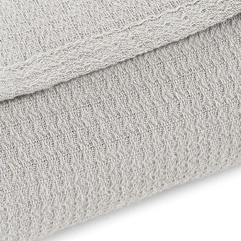 Twin Silver Cotton Waffle Weave Blanket