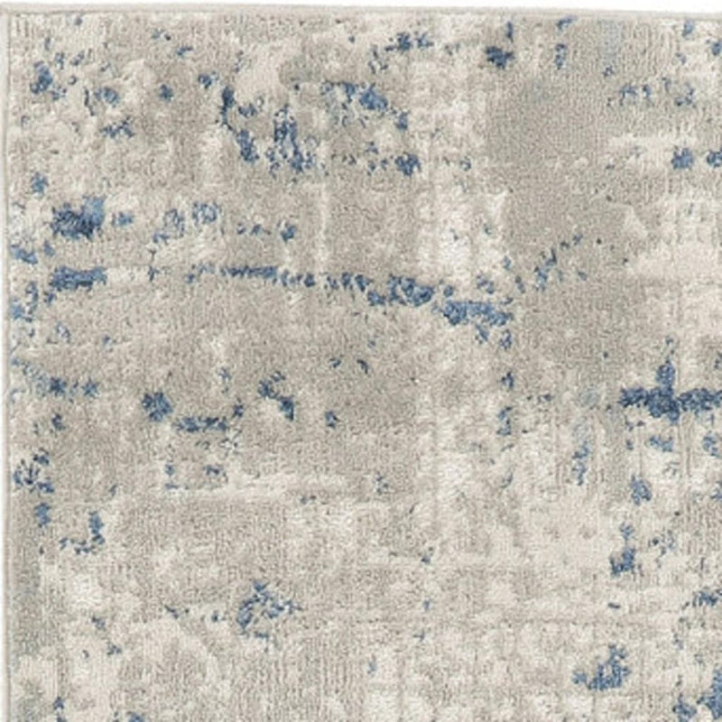 10' Blue and Gray Abstract Power Loom Runner Rug