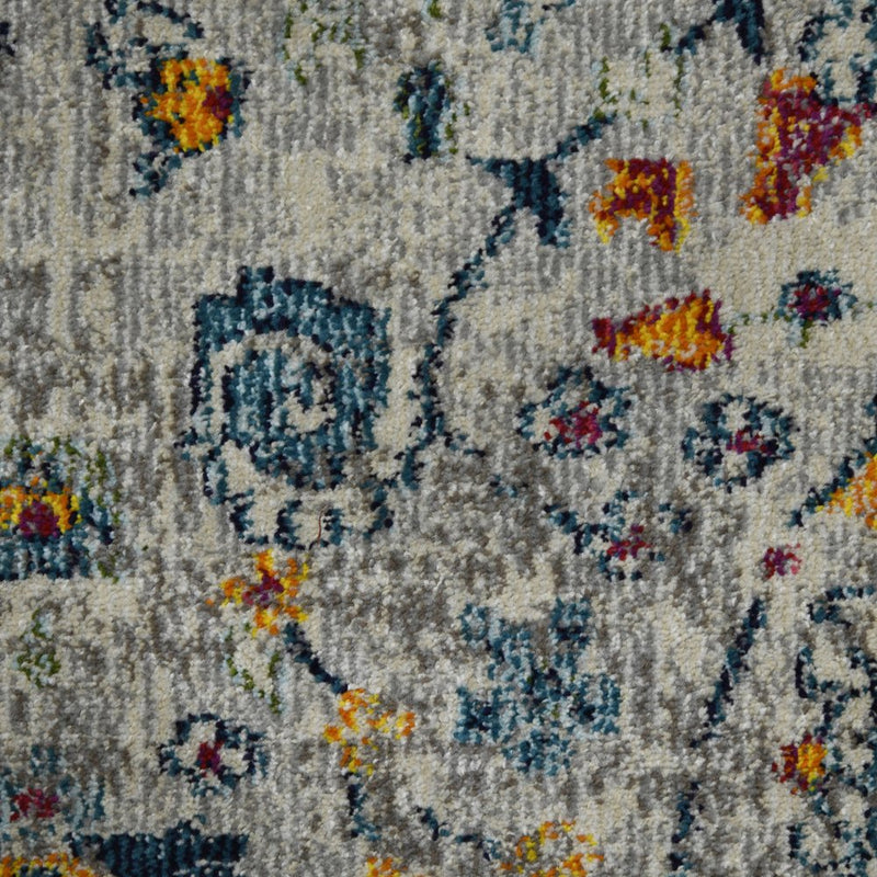 8' Gray Blue And Orange Area Rug