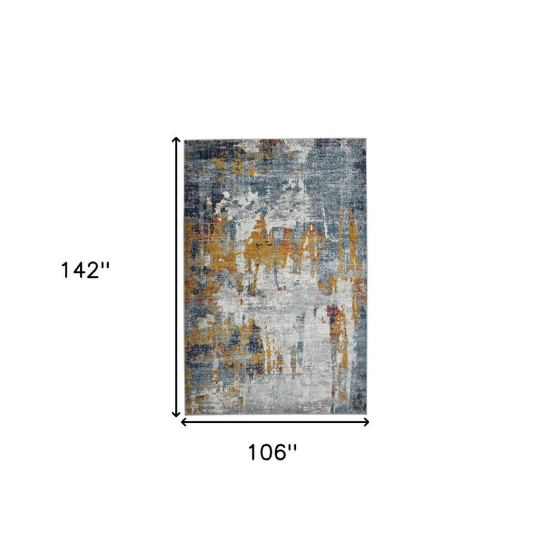 2' X 3' Blue Orange And Gray Area Rug