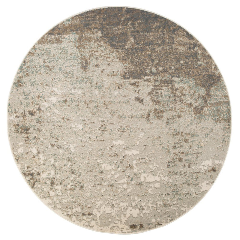 8' Gray And Ivory Abstract Round Rug