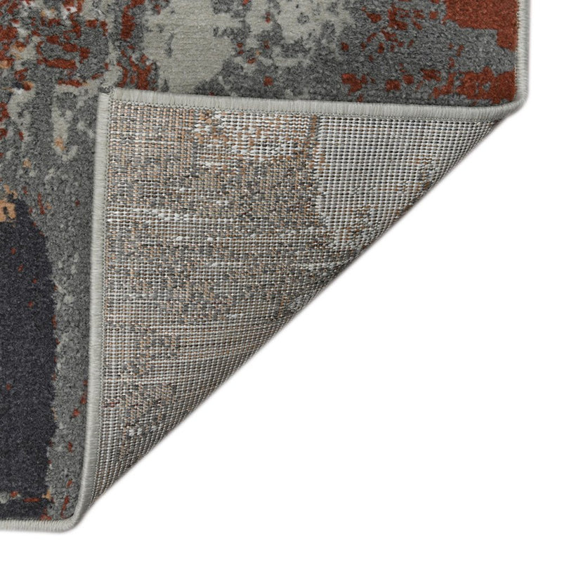 8' X 10' Ivory Gray and Rust Abstract Power Loom Area Rug