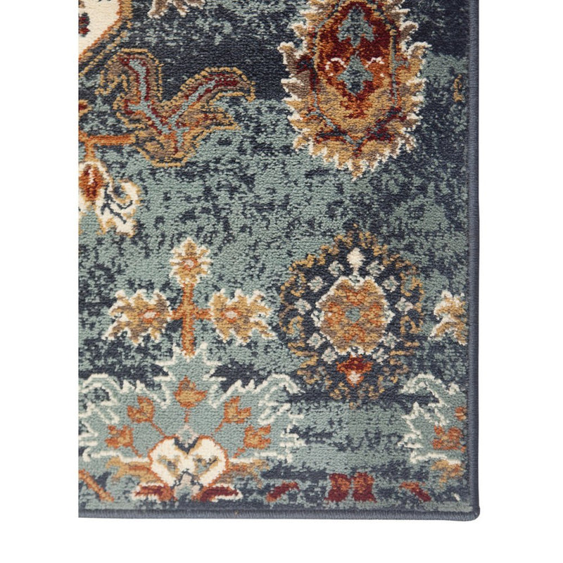5' X 8' Ivory Rust And Teal Oriental Area Rug