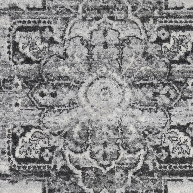 2' X 3' Ivory Black And Gray Medallion Area Rug