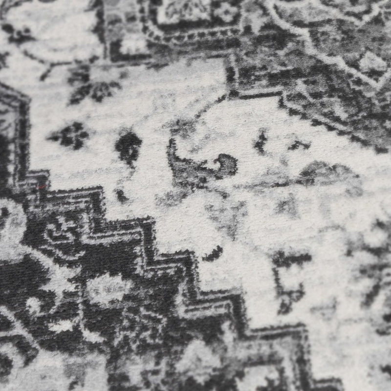 2' X 3' Ivory Black And Gray Medallion Area Rug