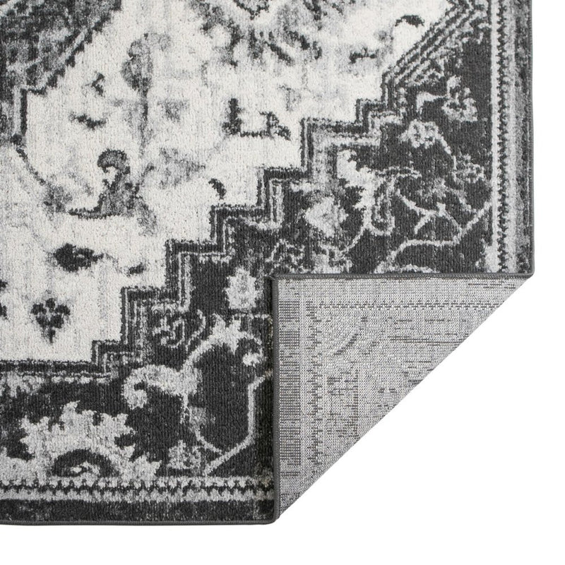 2' X 3' Ivory Black And Gray Medallion Area Rug