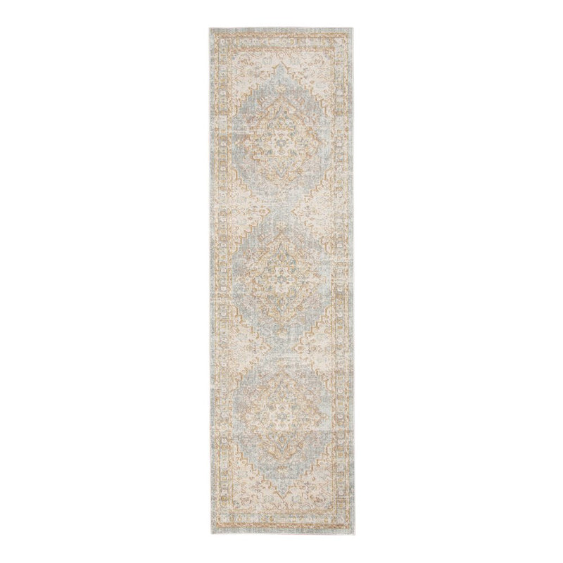 9' X 13' Tan And Gray Medallion Distressed Area Rug