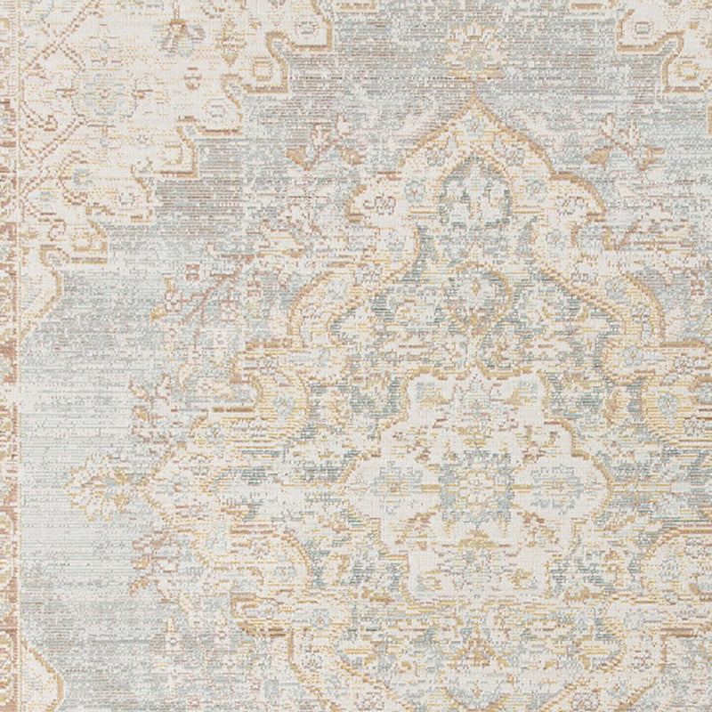 9' X 13' Tan And Gray Medallion Distressed Area Rug