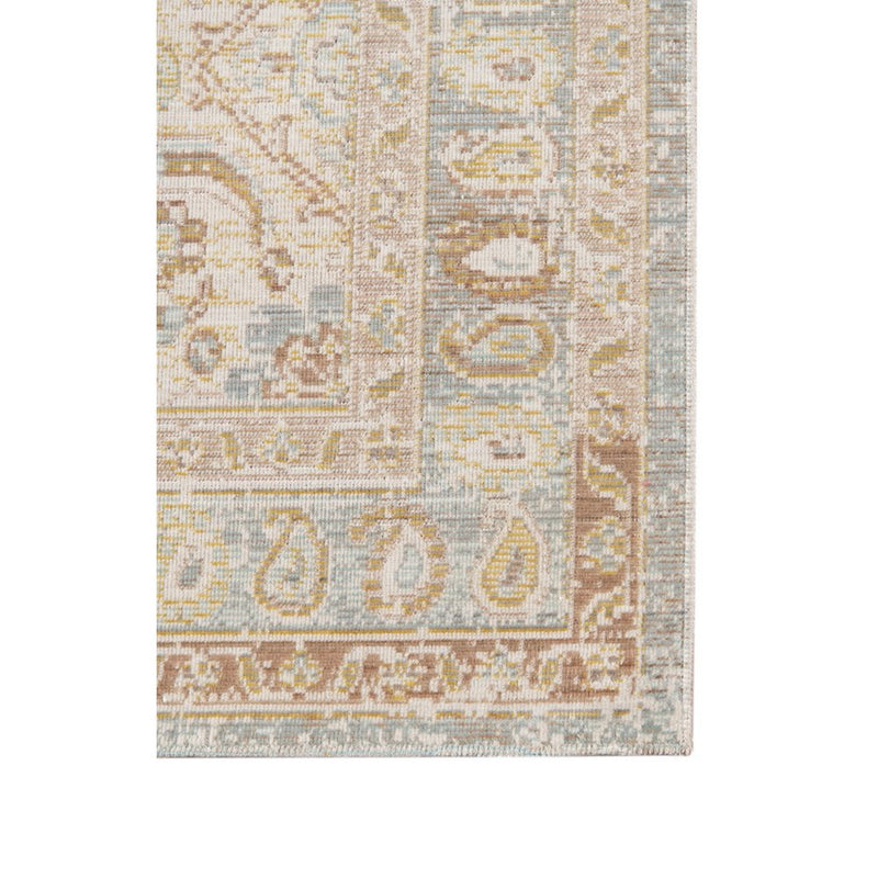 9' X 13' Tan And Gray Medallion Distressed Area Rug