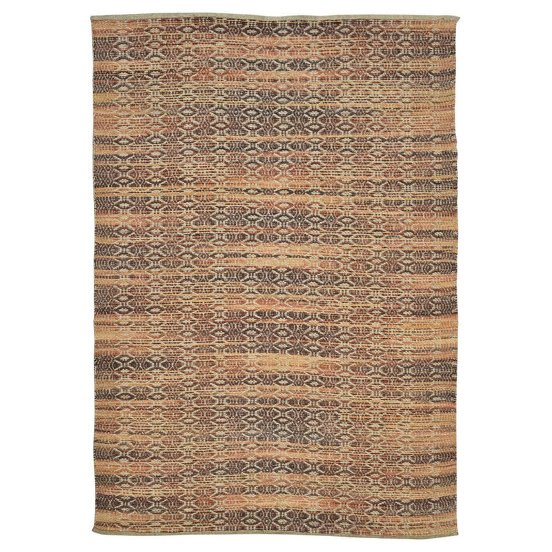 2' X 3' Brown Natural And Orange Jute Blend Geometric Flatweave Handmade Area Rug