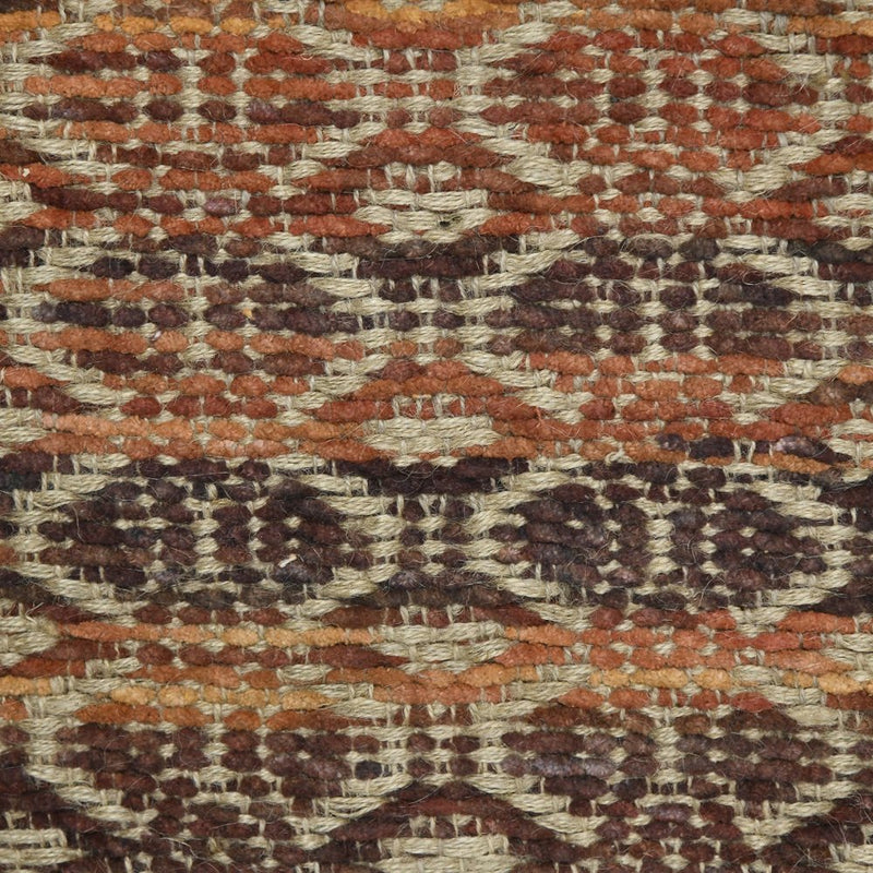 2' X 3' Brown Natural And Orange Jute Blend Geometric Flatweave Handmade Area Rug