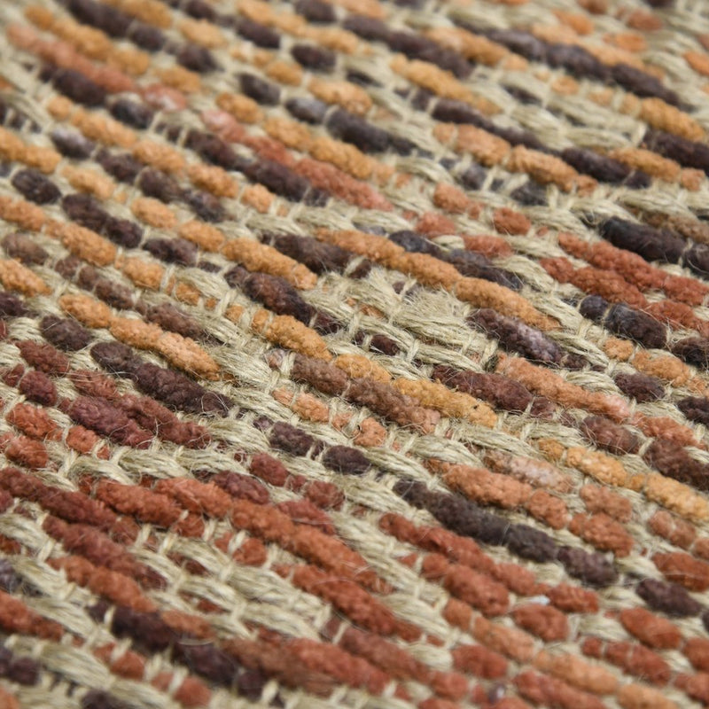 2' X 3' Brown Natural And Orange Jute Blend Geometric Flatweave Handmade Area Rug