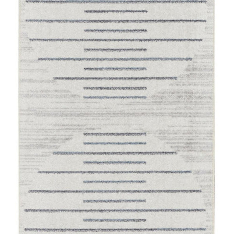 10' Blue And Ivory Geometric Washable Runner Rug