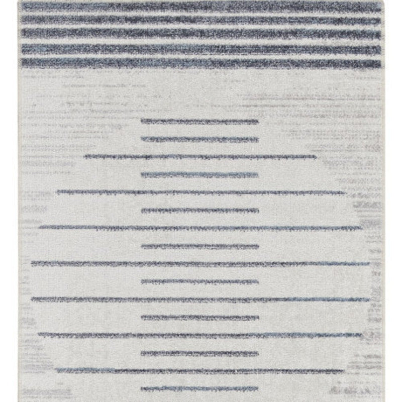 10' Blue And Ivory Geometric Washable Runner Rug