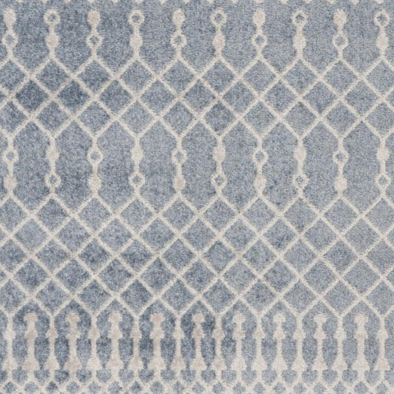 3' X 5' Blue And Ivory Moroccan Washable Area Rug