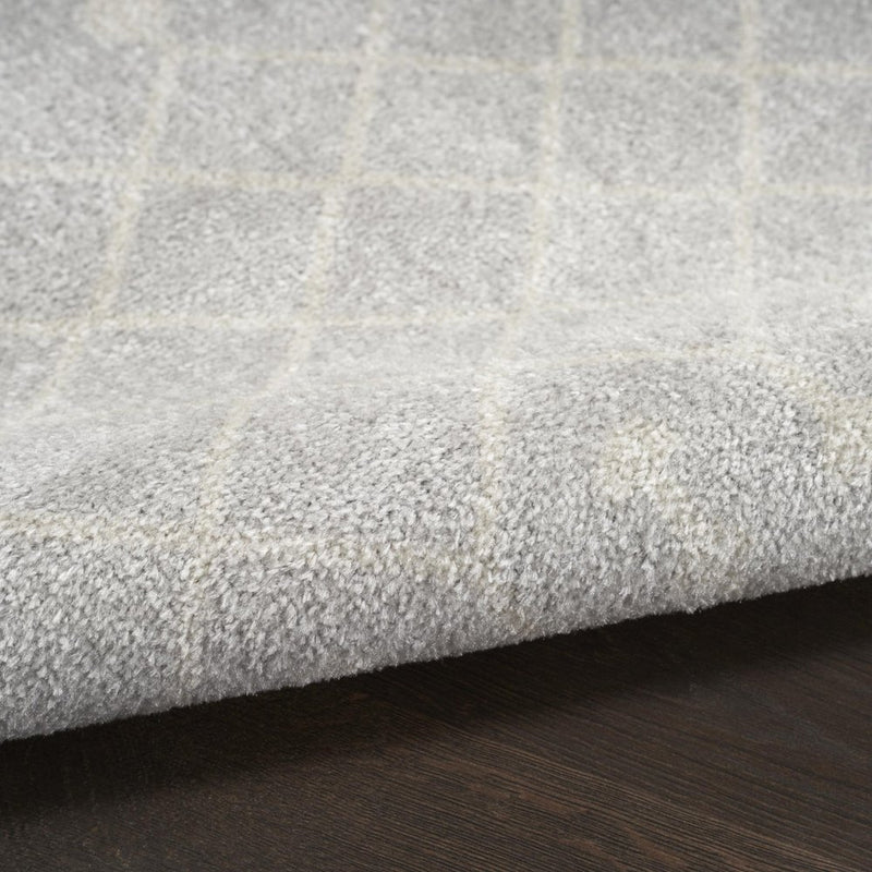 10' Gray And Ivory Moroccan Washable Runner Rug