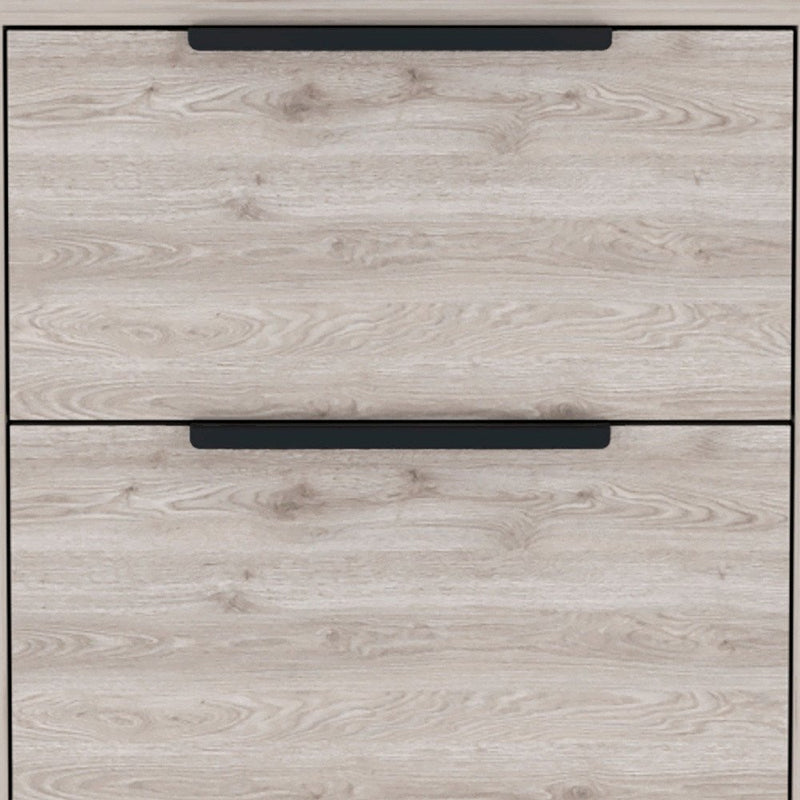 19" Light Gray Wood Two Drawer Nightstand