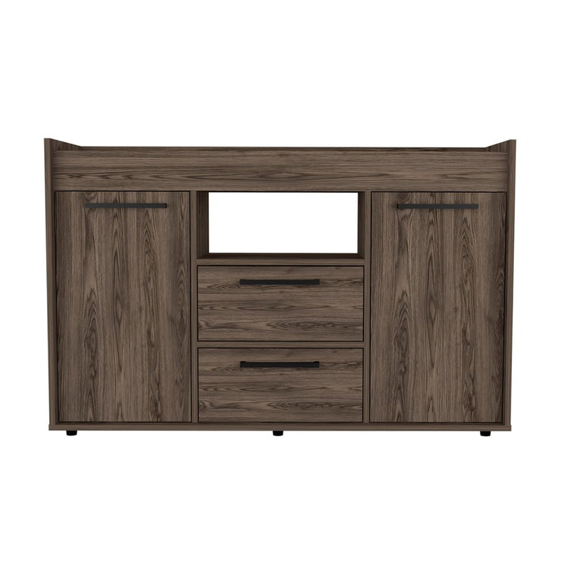 47" Walnut Wood Two Drawer Sideboard with Two Doors