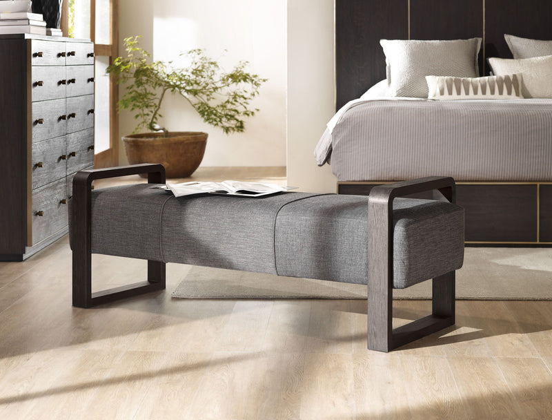 Curata - Upholstered Bench - Dark Gray / Dark Brown