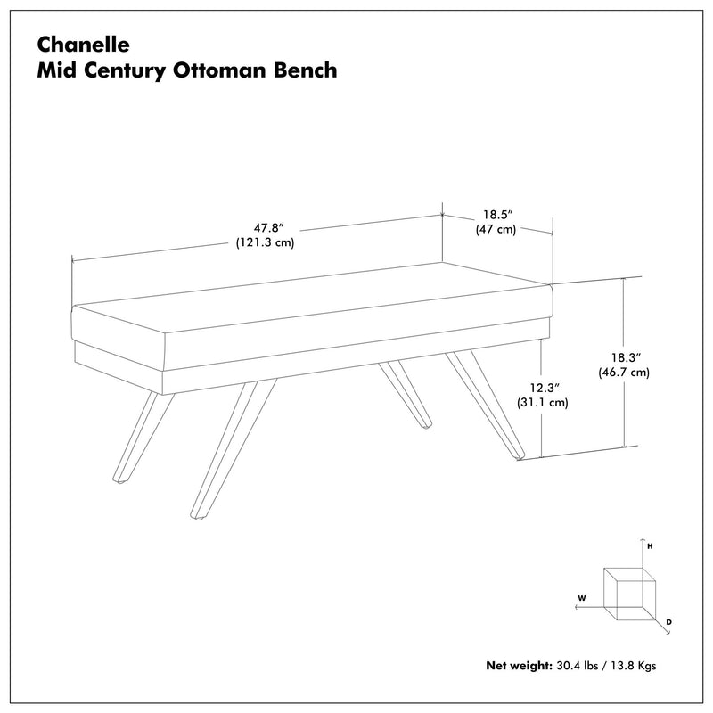 Chanelle - Mid-Century Ottoman Bench
