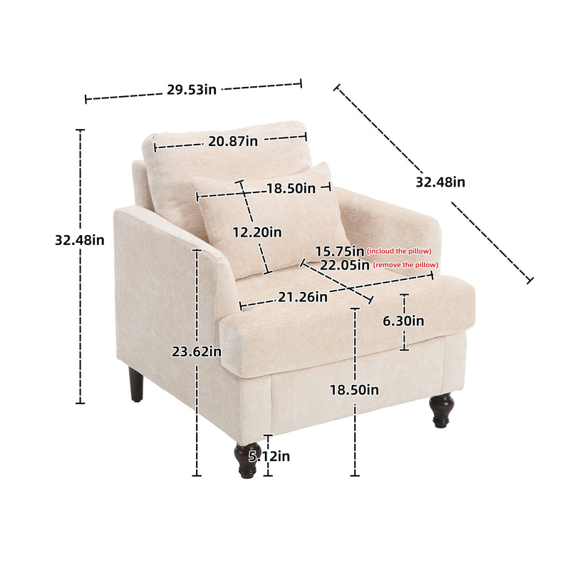 Modern Mid Century Wood Frame Armchair With Tufted Design