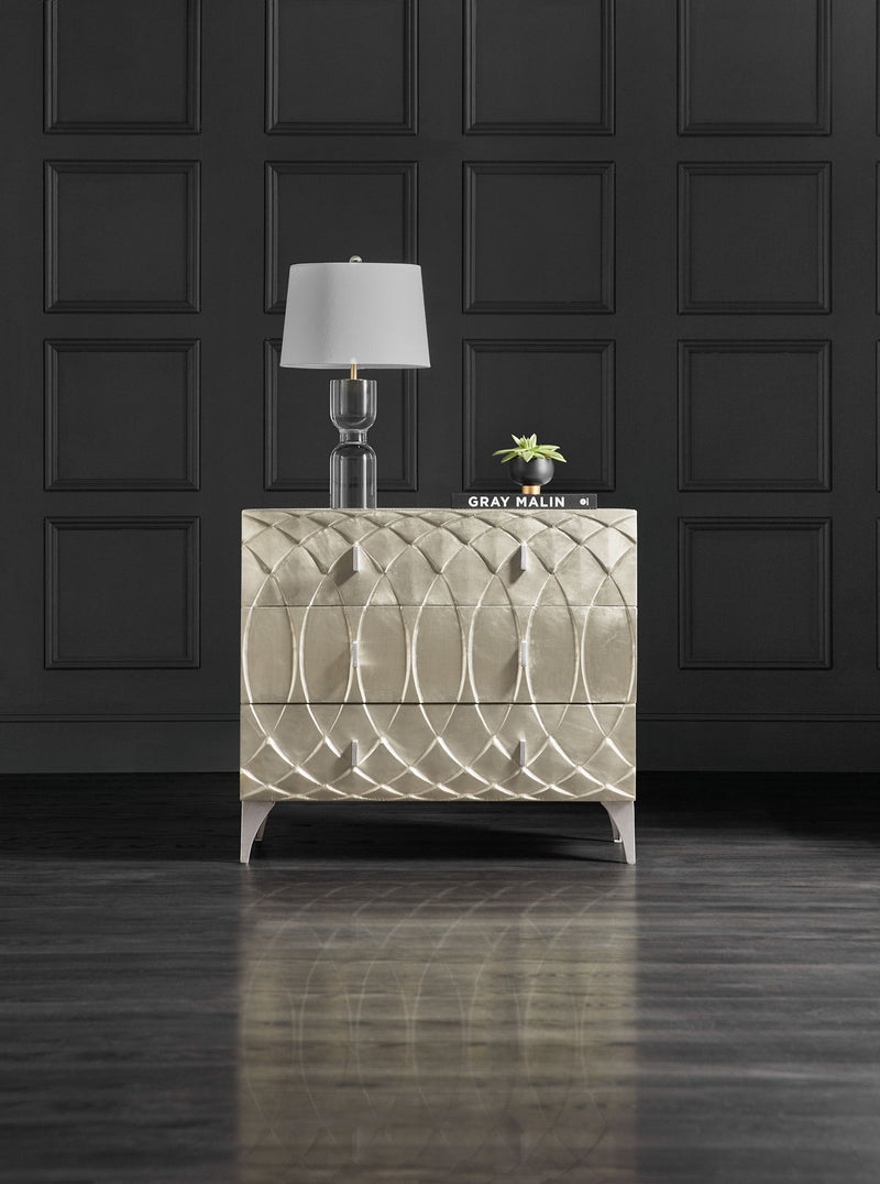 Melange - Mathilda 3-Drawer Chest - Pearl Silver