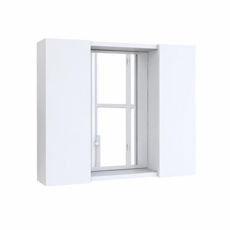24" White Wood Wall Mounted Double Door Medicine Cabinet