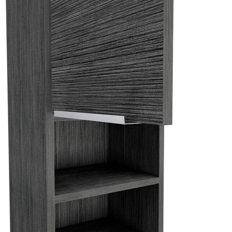 12" Smoky Black Wood Wall Mounted Single Door Medicine Cabinet