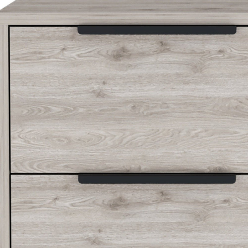 19" Gray Wood Two Drawer Nightstand