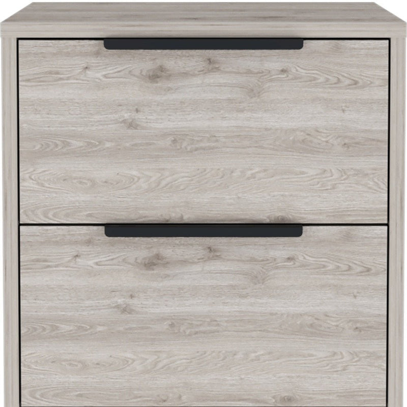 19" Gray Wood Two Drawer Nightstand