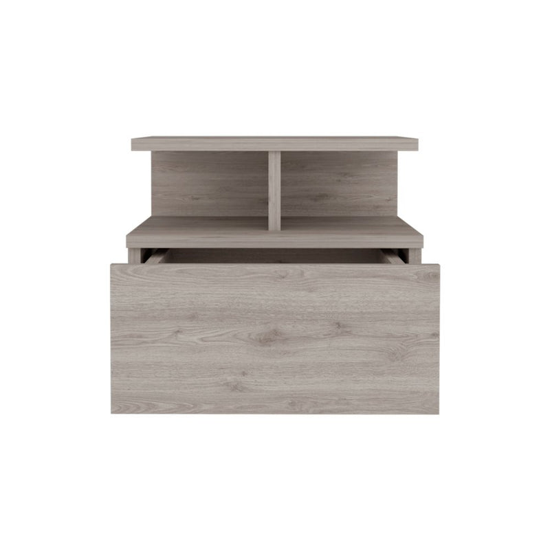 12" Gray Wood One Drawer Floating Nightstand