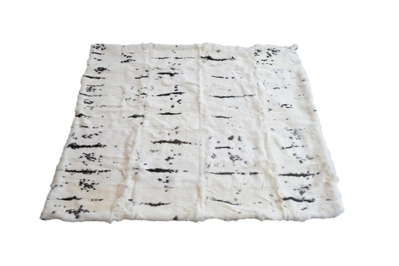 50" X 60" Black And White Rabbit Fur Plush Throw Blanket