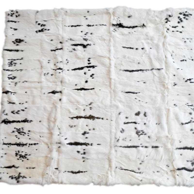 50" X 60" Black And White Rabbit Fur Plush Throw Blanket