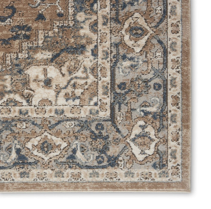 16' Beige And Gray Medallion Distressed Runner Rug