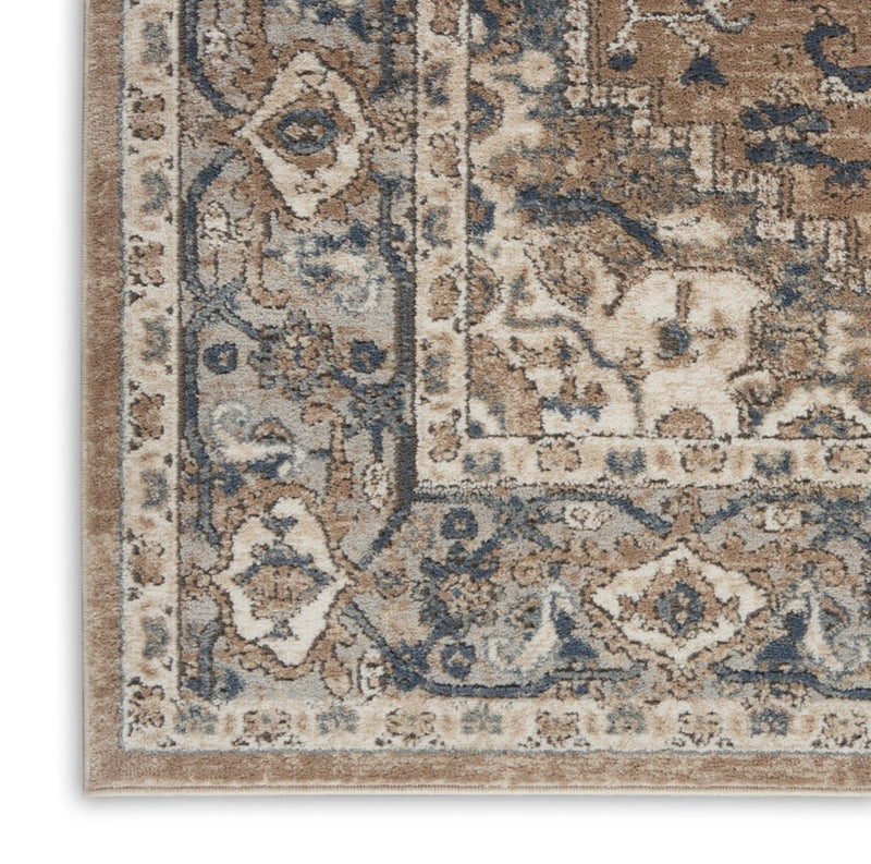 16' Beige And Gray Medallion Distressed Runner Rug