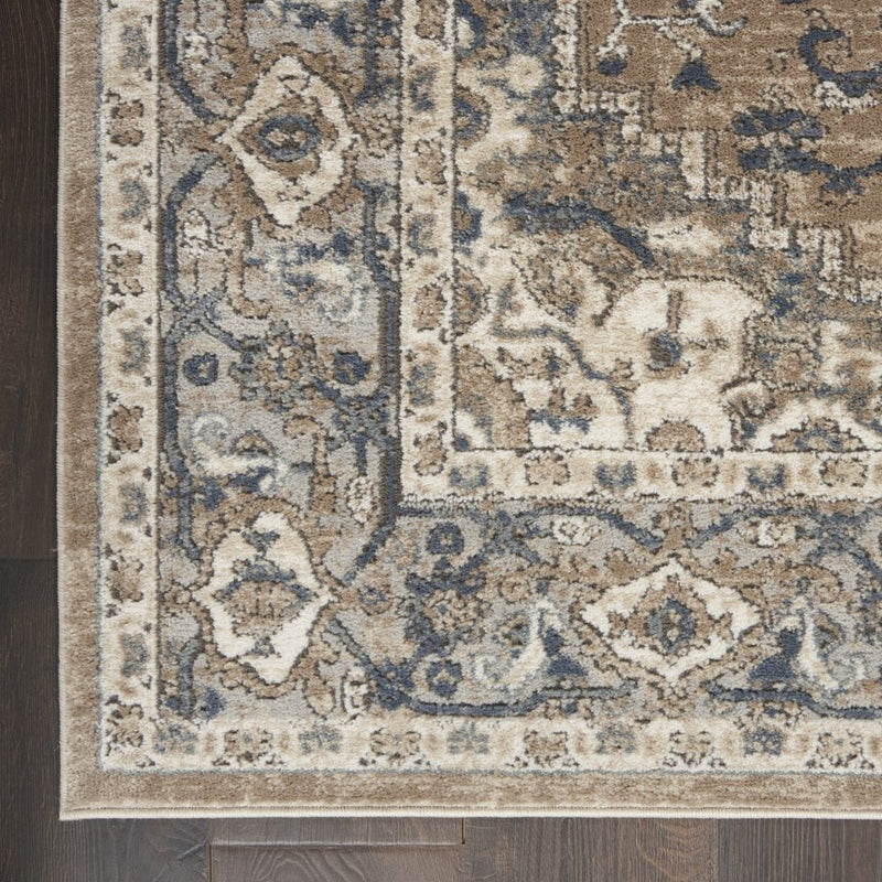 16' Beige And Gray Medallion Distressed Runner Rug