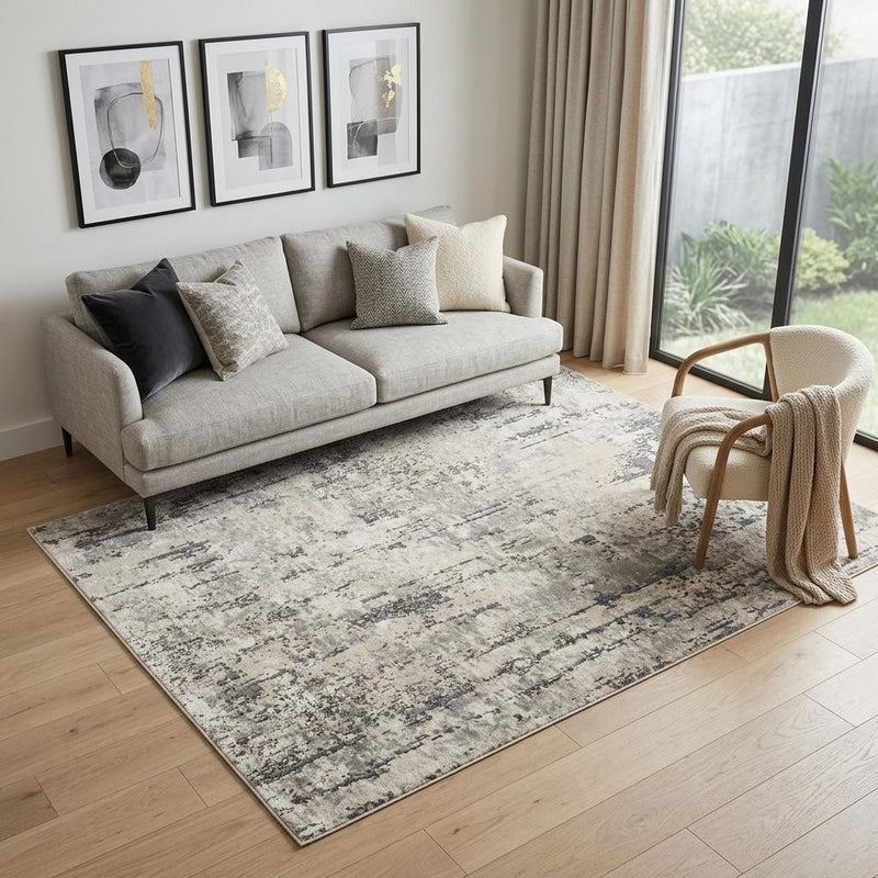 5' X 7' Gray And Ivory Abstract Area Rug