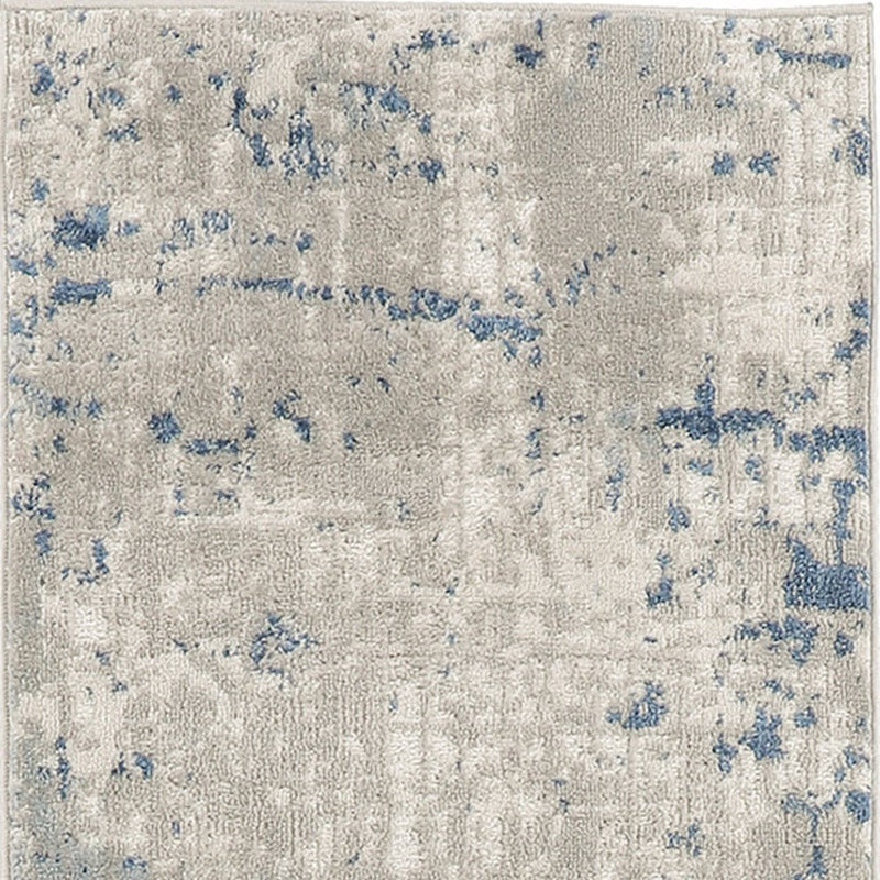 16' Gray And Ivory Abstract Runner Rug