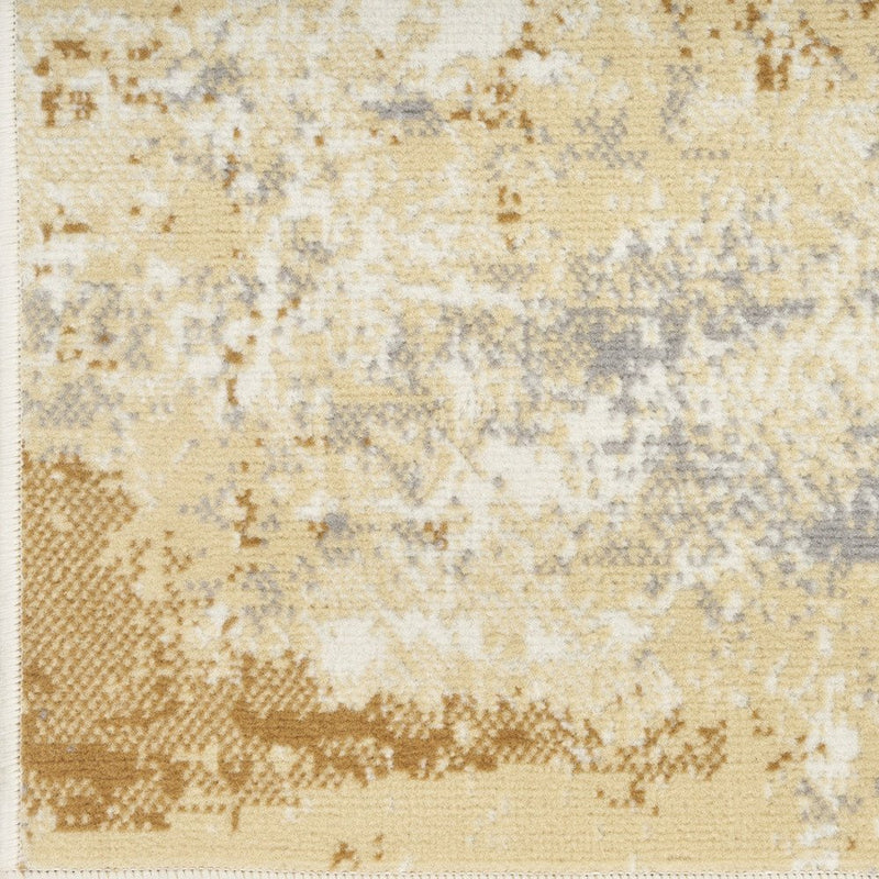 8' Beige And Blue Abstract Runner Rug