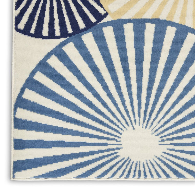 8' X 10' Beige and Blue Geometric Power Loom Area Rug