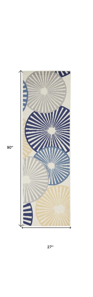 8' X 10' Beige and Blue Geometric Power Loom Area Rug