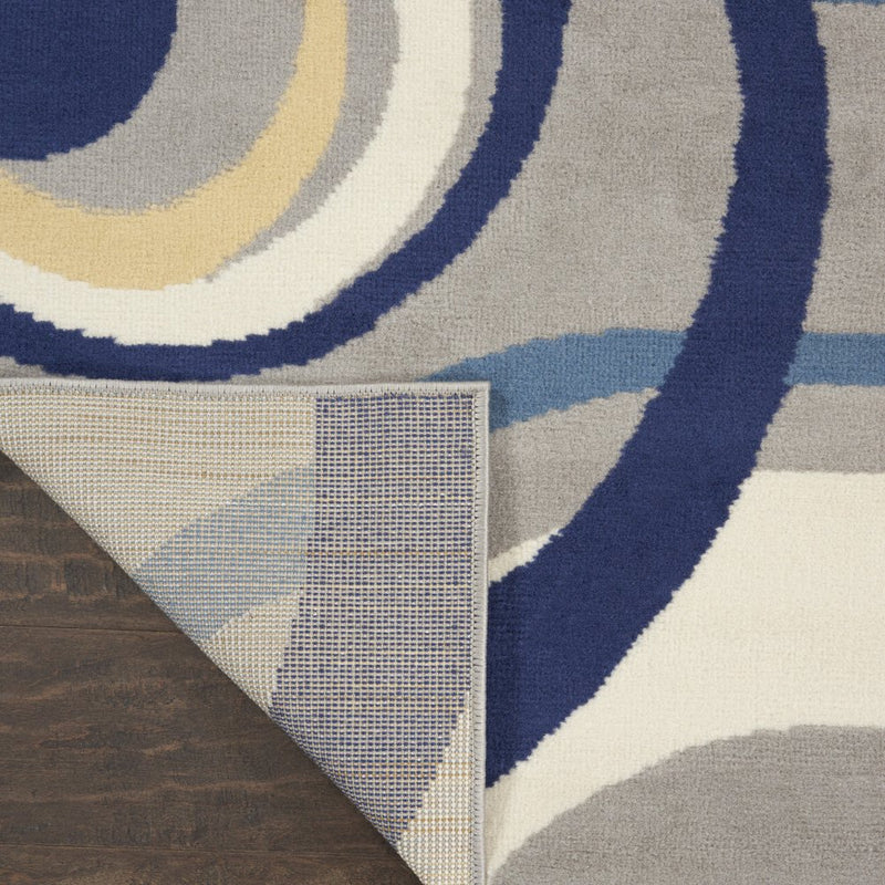 5' X 7' Gray and Blue Geometric Power Loom Area Rug