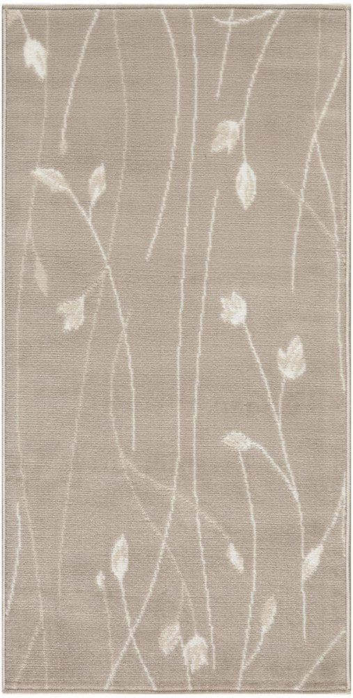 8' Beige And Ivory Floral Runner Rug