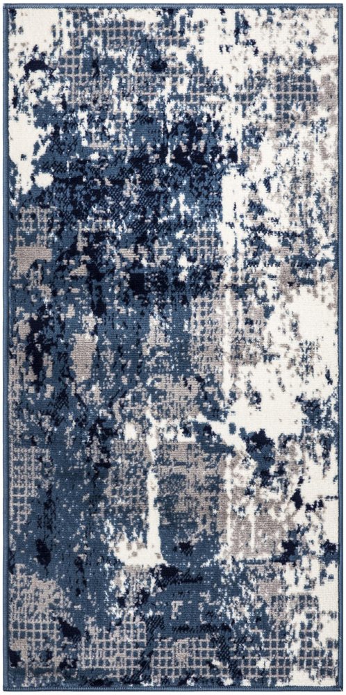 2' X 4' Blue And Ivory Abstract Area Rug