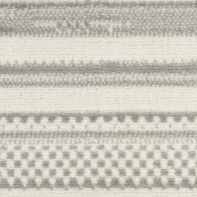 8' Gray And Ivory Striped Distressed Runner Rug