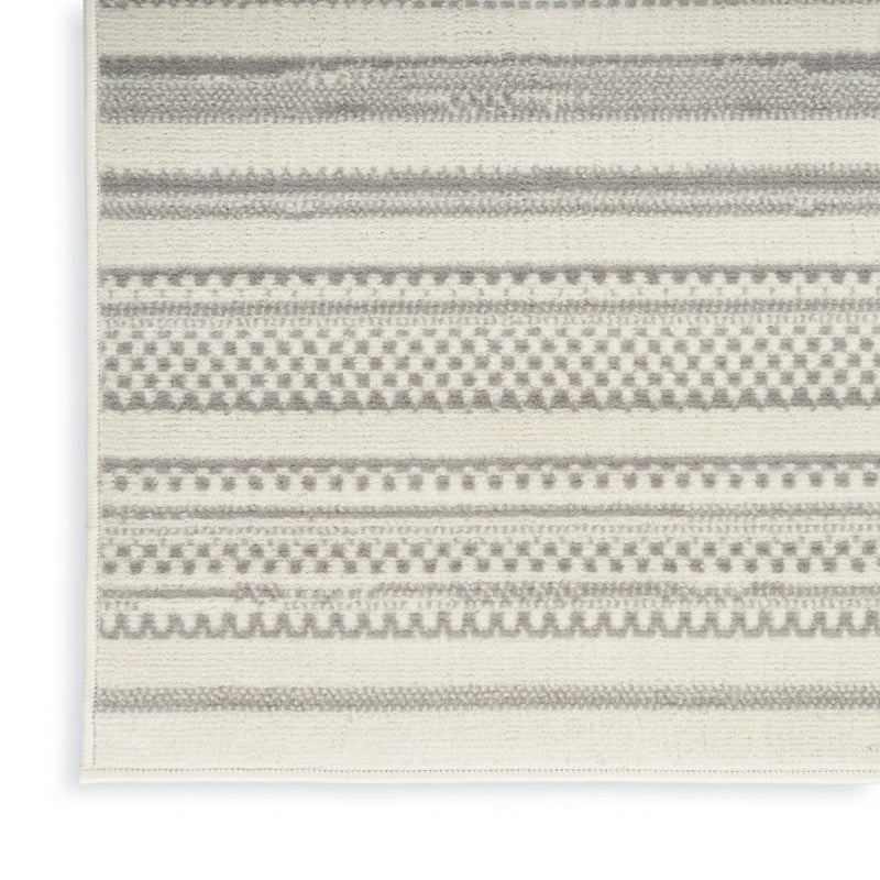 8' Gray And Ivory Striped Distressed Runner Rug
