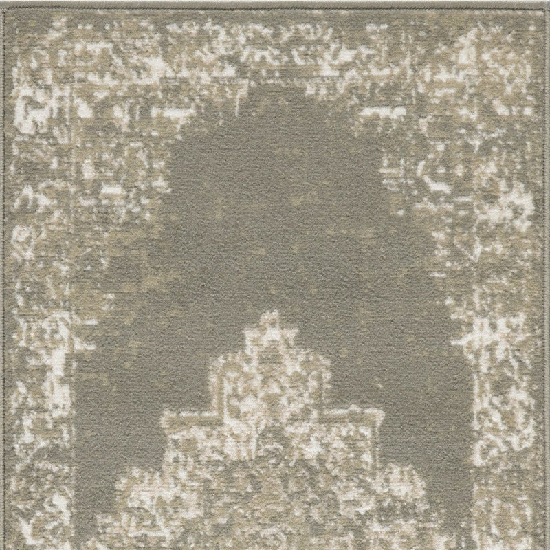 2' X 4' Green And Ivory Medallion Distressed Area Rug