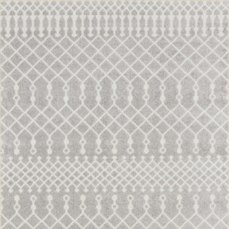 2' X 4' Gray and Ivory Moroccan Power Loom Washable Area Rug